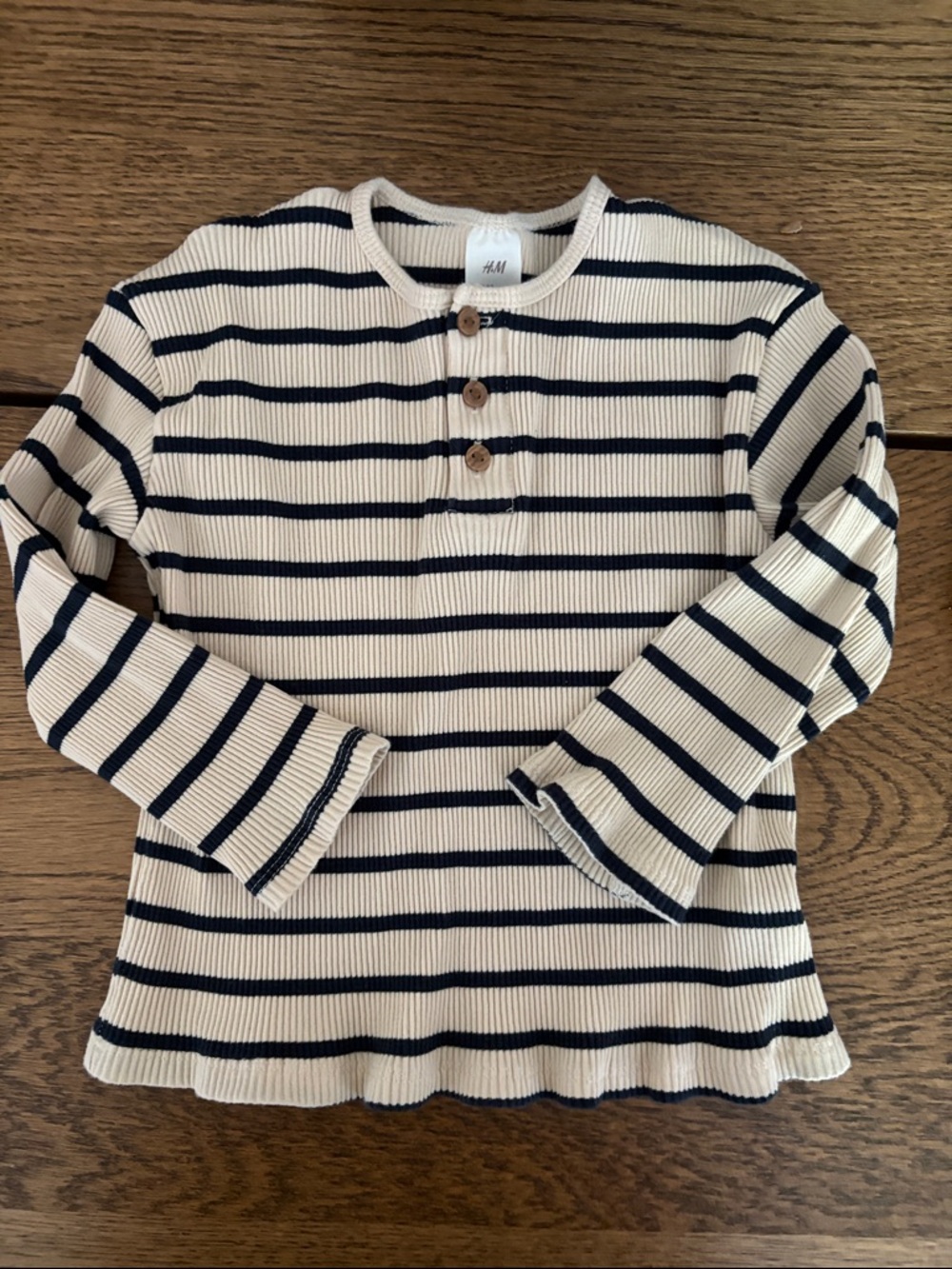 H&M 2-3Y cotton stripe ribbed long sleeve shirt